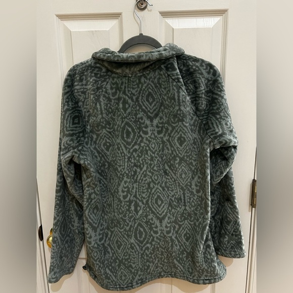 Vintage Eddie Bauer Green Patterned Super Soft Fleece Jacket - Picture 2 of 7